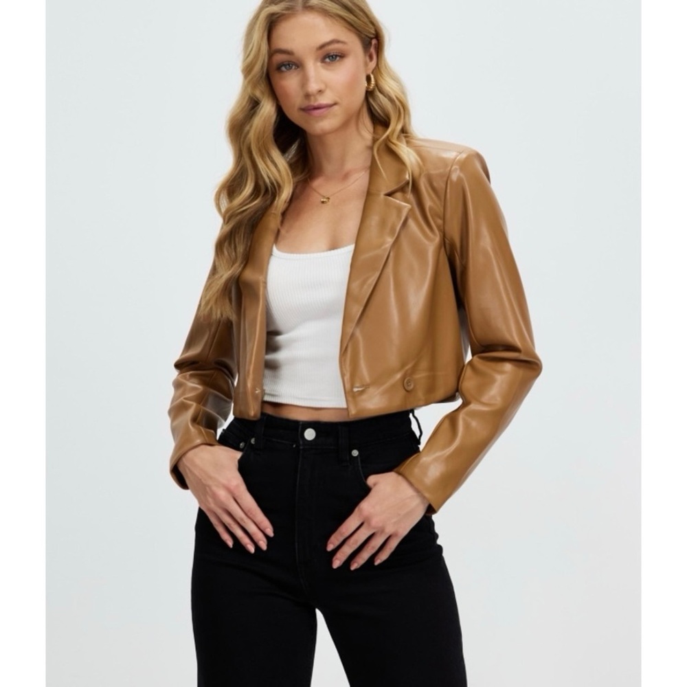Abercrombie and Fitch Cropped Faux Leather Jacket